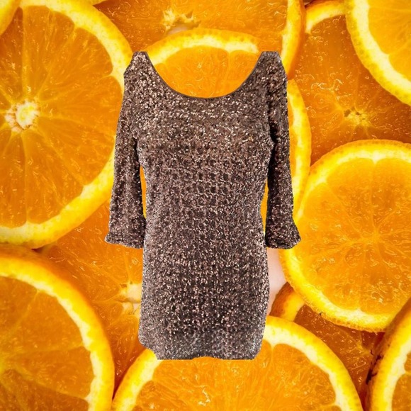 Forever 21 Gold Sequin 3/4 Sleeve Mini Dress Size‎ Small - Picture 4 of 8